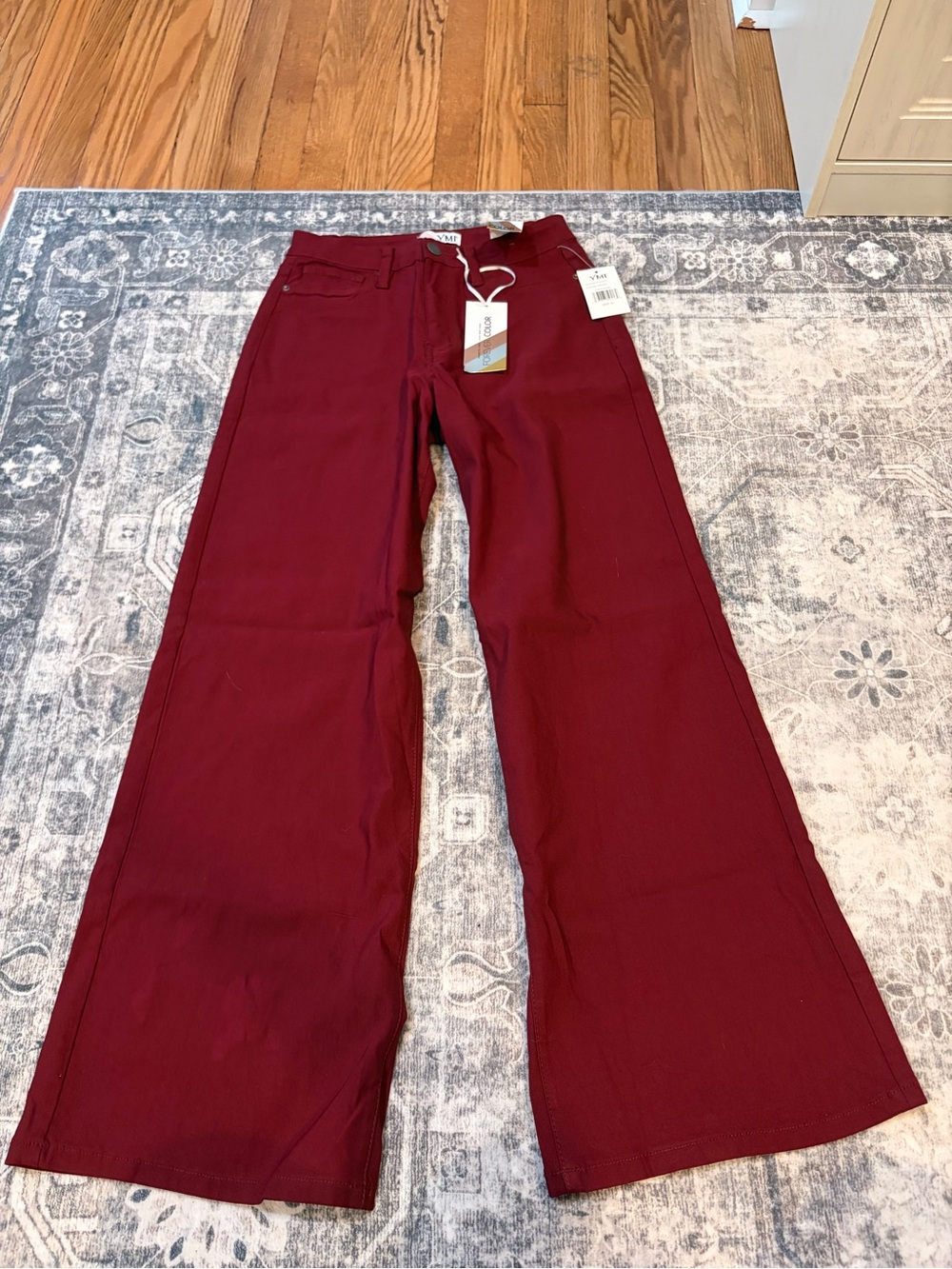 YMI Boot-Cut Pants in Burgundy Red